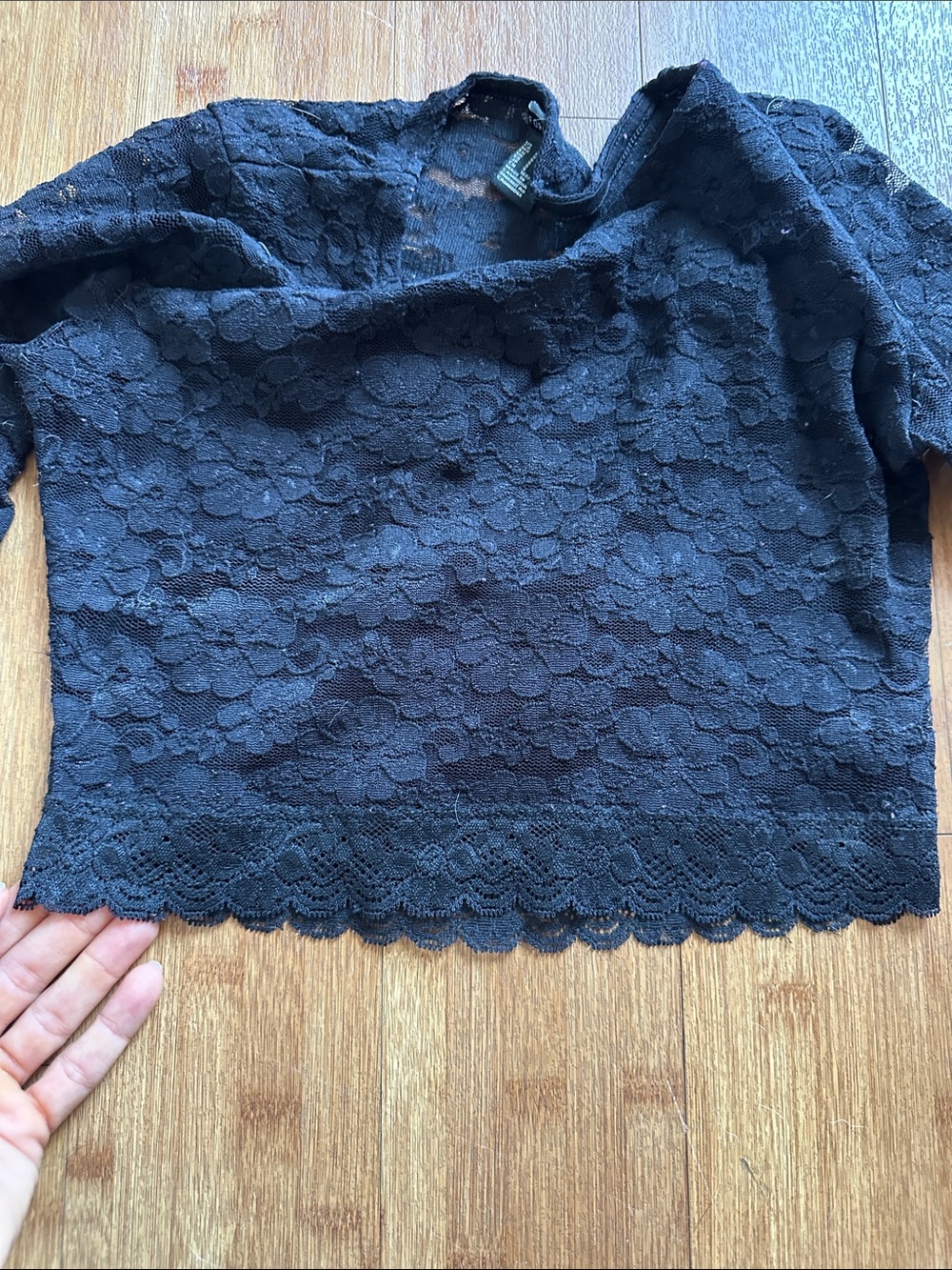 Forever 21 Blue Lace Mini Skirt and Black crop top- Small - Picture 2 of 7